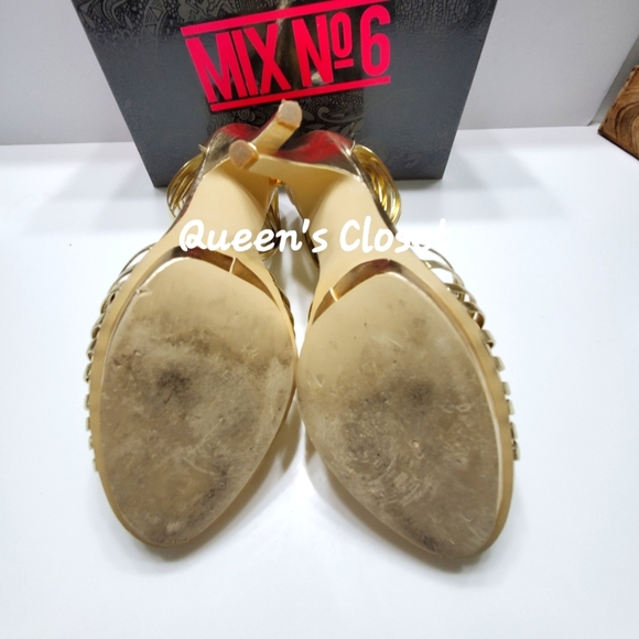 MIX No 6|M-JUROR Gold Leather Strappy Heels| Size:9 - Picture 4 of 4